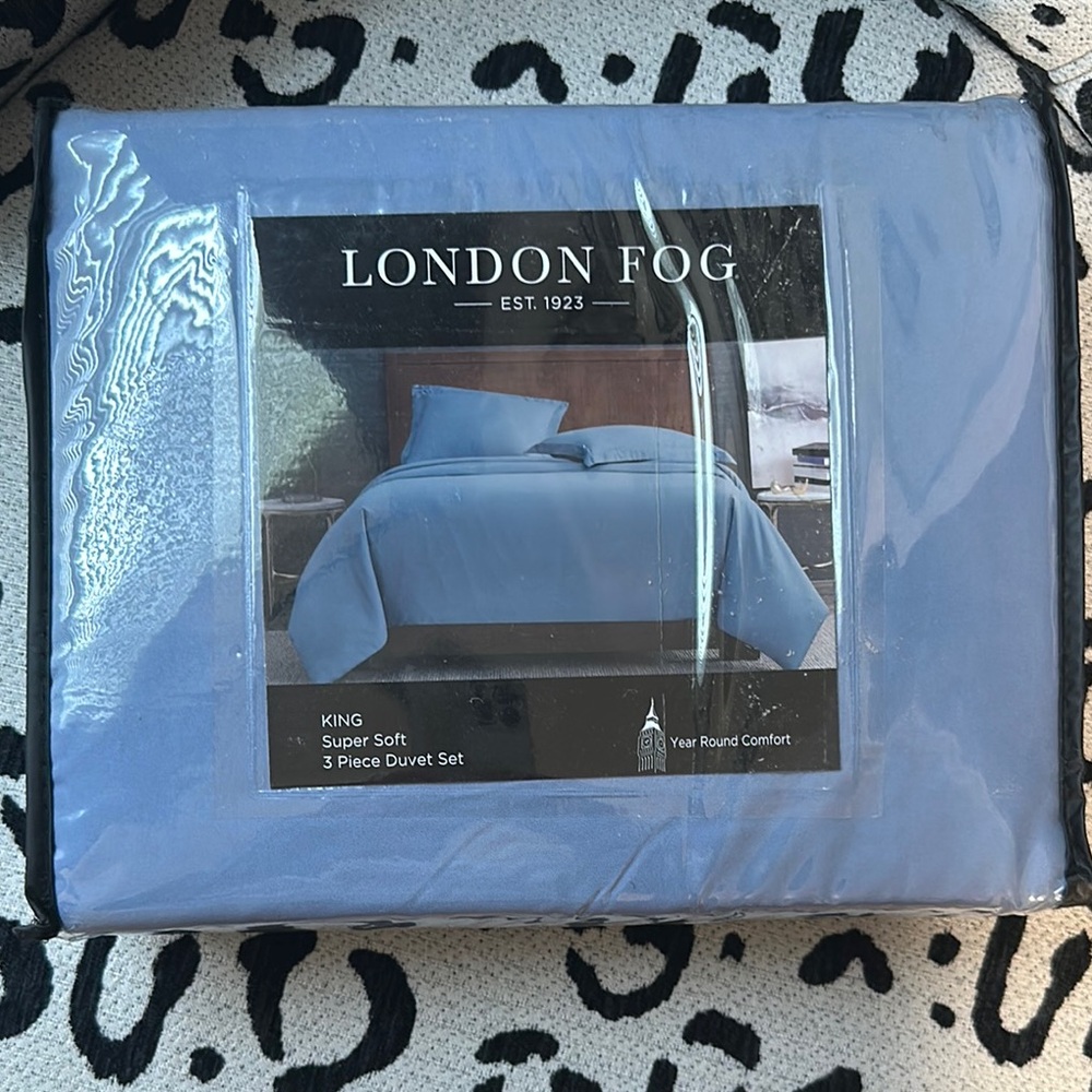 London Fog Blue Duvet Cover Bedding